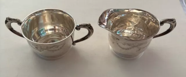 Set of Sterling Silver Creamer & Sugar Bowl vintage