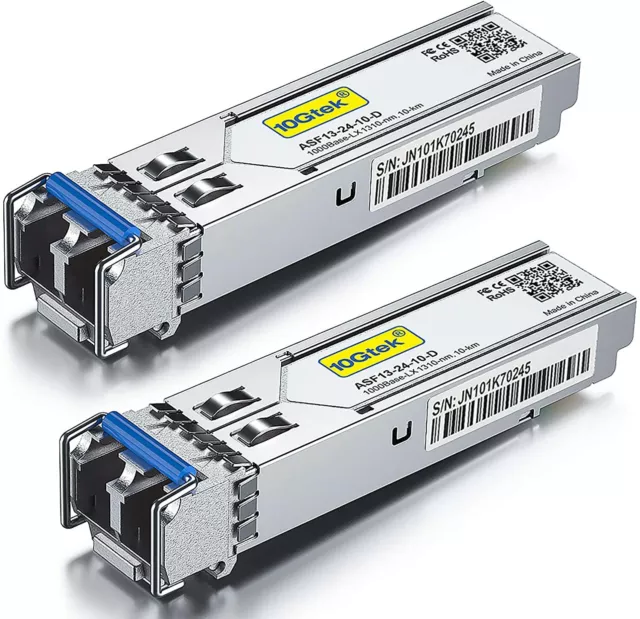 2 Pack 1G SFP 1000Base-LX Transceiver Module 1310nm SMF 20km For Cisco GLC-LH-SM