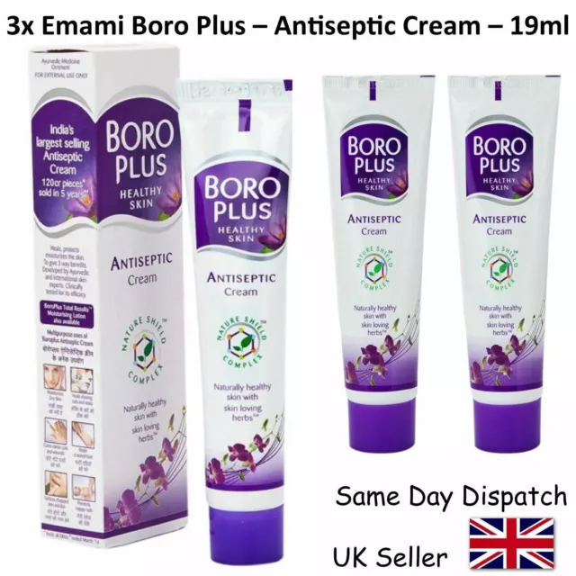 3x EMAMI BORO PLUS AYURVEDIC ANTISEPTIC CREAM forFACE,SKIN,RASH,CUTS, 19ml