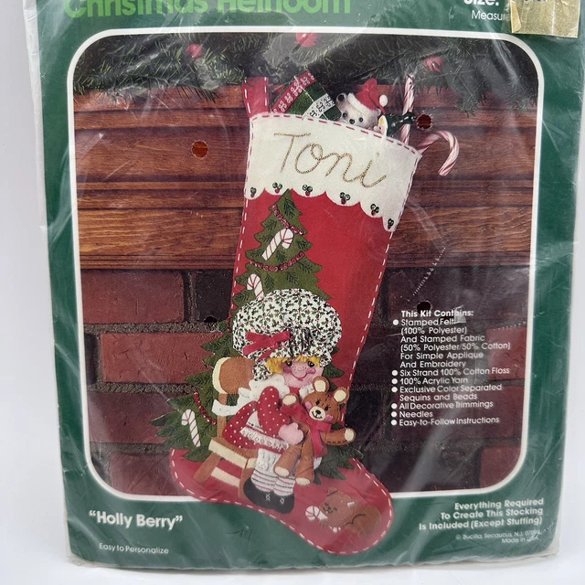 Bucilla Weihnachtsstrumpf-Set 'Weihnachtsmann An Der Tür' - Filzapplikation Mit Schmucksteinen, 45,7 Cm
