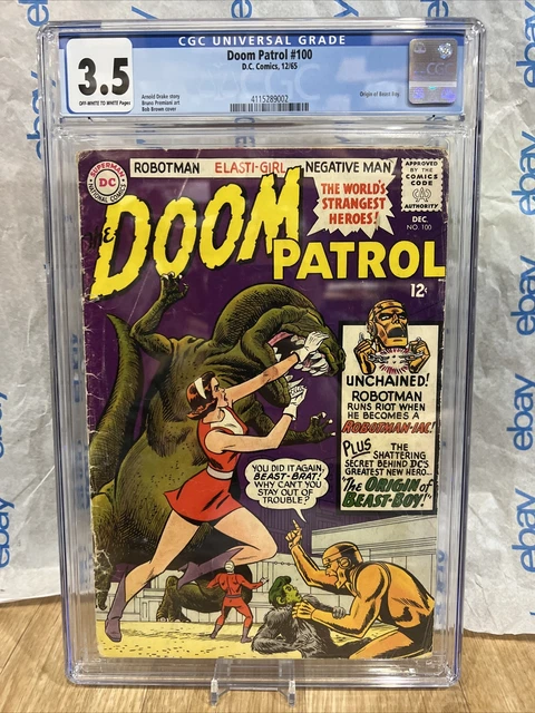 Doom Patrol #100 CGC 3.5 White Pages Origin of Beast Boy! Suicide Squad! comic