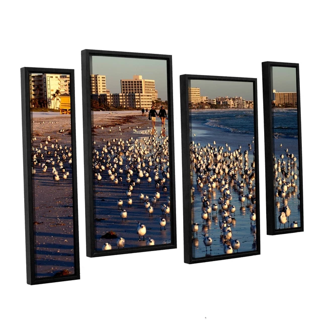 ArtWall Lindsey Janich 'Seagulls' 4 Piece Floater Framed  Extra Large