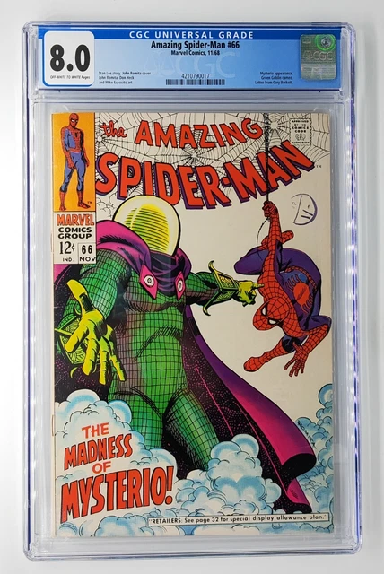 Amazing Spider-Man #66 CGC 8.0 Mysterio Green Goblin 1968