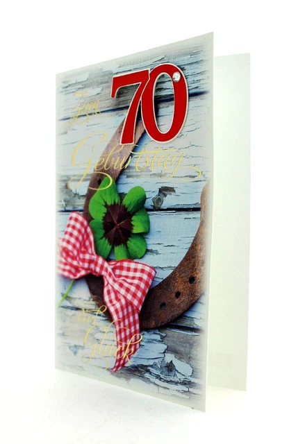 TSVATE Geburtstagskarte Zum 70. Geburtstag – Golddesign, 20,6x14,5 Cm, Auf 700 G/m² Karton, Mit Glitzerumschlag