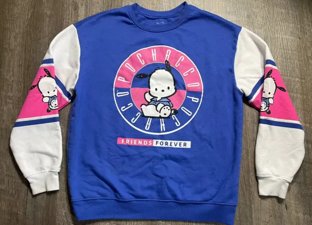 Sanrio Pochacco Womens Sweatshirt Large Blue Hello Kitty Friends Forever Graphic