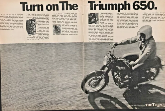 1969 Triumph 650 Bonneville T120R - 2-Page Vintage Motorcycle Ad