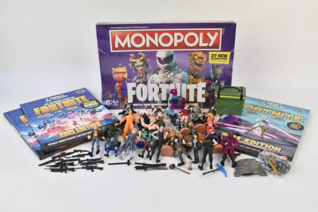 Job Lot of Fortnite Items BNIB Monopoly, 3 Books and Various Dolls/Figurines.