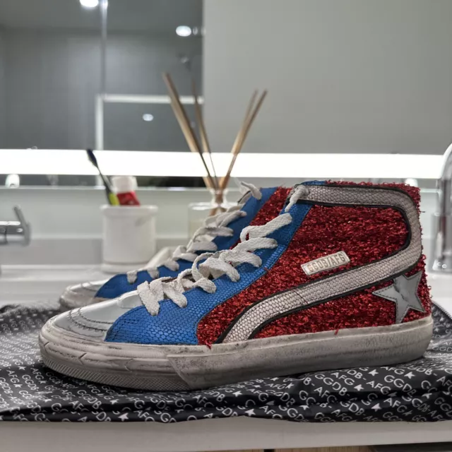 Size 8 - Golden Goose High-Top Red and blue