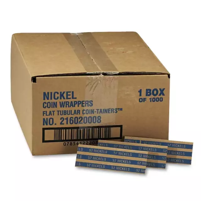 Coin-Tainer Company Pop-Open Flat Paper Coin Wrappers - Nickel - 1,000 ct.