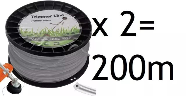 200 m Schneidfaden für Freischneider 3 mm, Ersatzfaden für Motorsense.