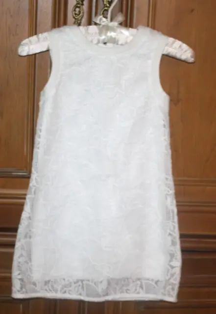 Designer Mayoral White Lined Lace Party Dressy Dress Size 7/ 8