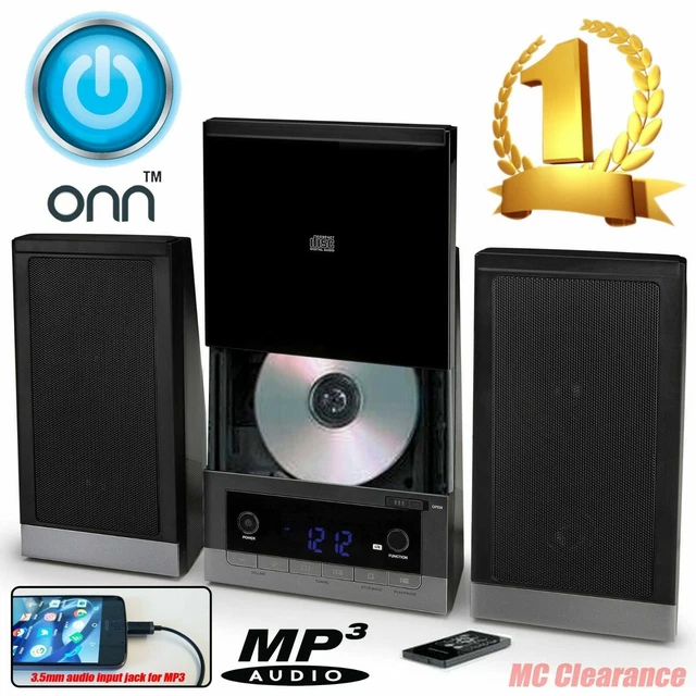 ONN MINI STEREO System ONB15AV203 A CD Player W/AM/FM Stereo Radio (No