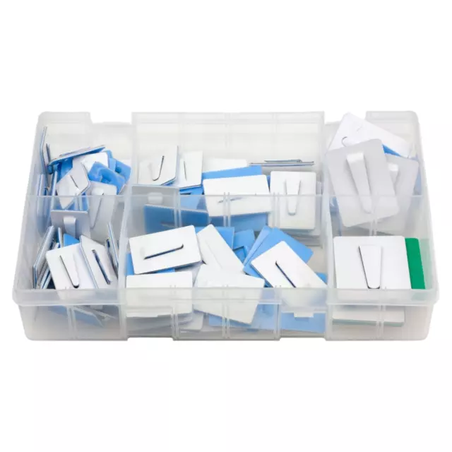 100Pcs Assorted Box of Adhesive Steel Cable Clips Wire Tie Mount Clip