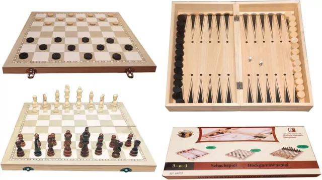 Nardy 3 in 1 40 x 40 cm Backgammonspiel Schachspiel Brettspiele aus Holz Spiel