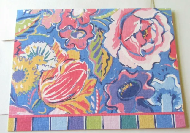 Unused Vtg Blank Note Card Brushed Watercolor Floral Flowers