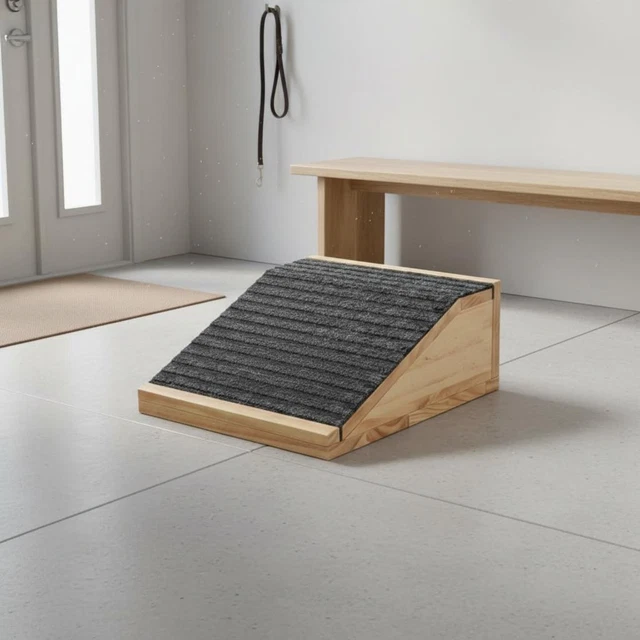 WOODEN PET RAMP Portable Dog Ramp Stairs Wide Platform for Bed, Small ...