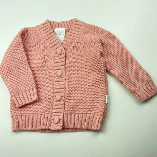 Girls size 00, Toshi, pink knitted organic cotton cardigan, EUC