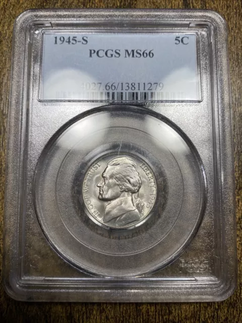 (D12) NICE STEPS 1945-S PCGS MS66 Silver Jefferson War Nickel 5c