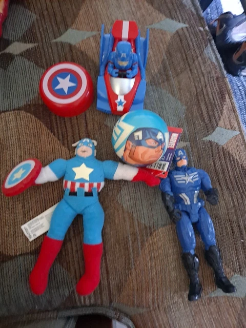 Lot 5 Marvel Captain America Plush KELLYTOY pullback car Mech Strike ? Thermos