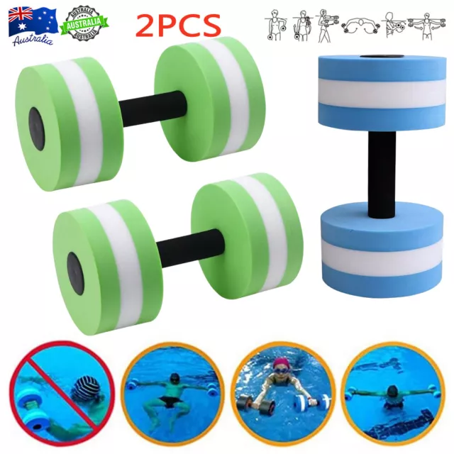 2x Medium Water Aerobics Dumbbell EVA Aquatic Barbell Aqua Fitness Pool Exercise