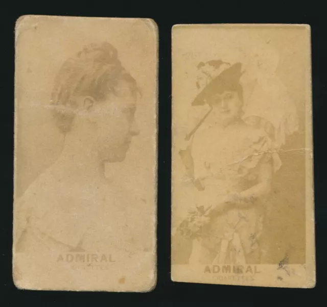 1890's N392 Admiral Cigarettes ACTRESSES -Lot of (2) Different Unnamed Actresses