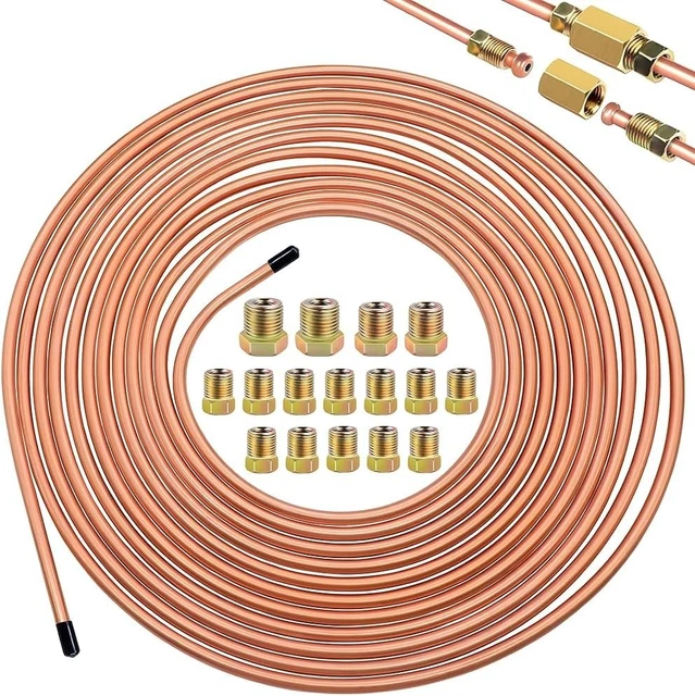 Kit Tubi Freno In Rame Nichelato 3/16 OD 25 Piedi Rotolo Bobina - Foto 8