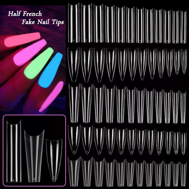 Artificial French Nail Tips Fake Half Full Cover False Acrylic UV Gel Tips Clear