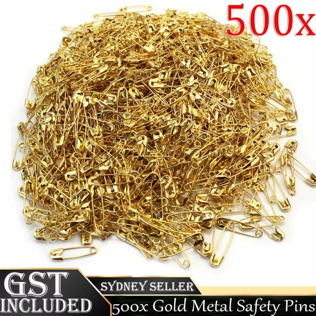 500Pcs Small Tiny Safety Pins Gold Color 19mm Brass Metal Sewing Craft Mini Pin