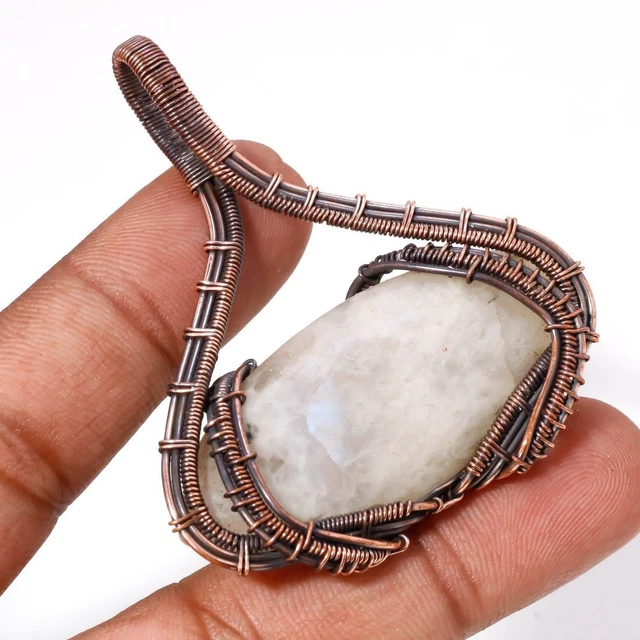 Moonstone wire clearance wrap necklace