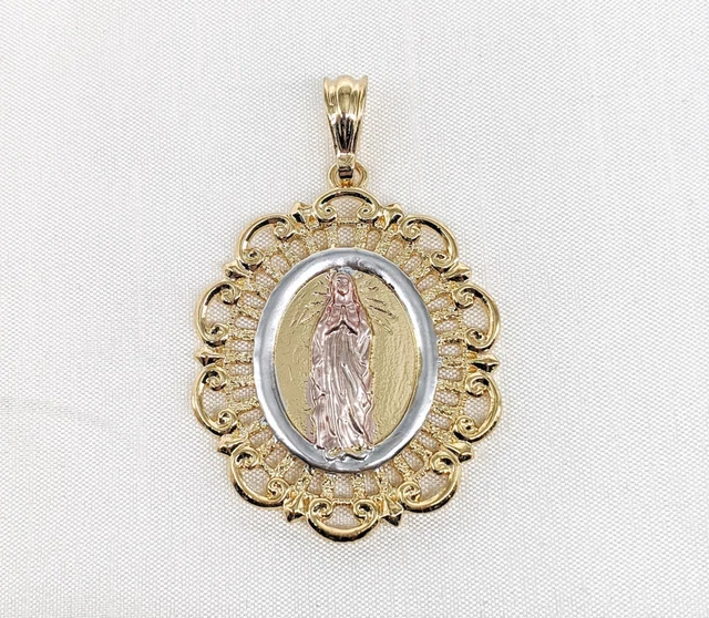 Gold Plated My Lady Virgin Mary Pendant Oro Laminado Virgen de Guadalupe Medalla