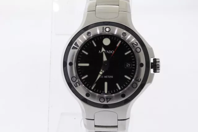 Uomo Movado 2600001 Serie 800 Acciaio Inox Quadrante Nero Orologio
