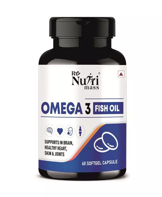 Omega 3 Fish Oil 1000mg High Strength for Healthy Heart, Brain 60SOFT GEL CAP