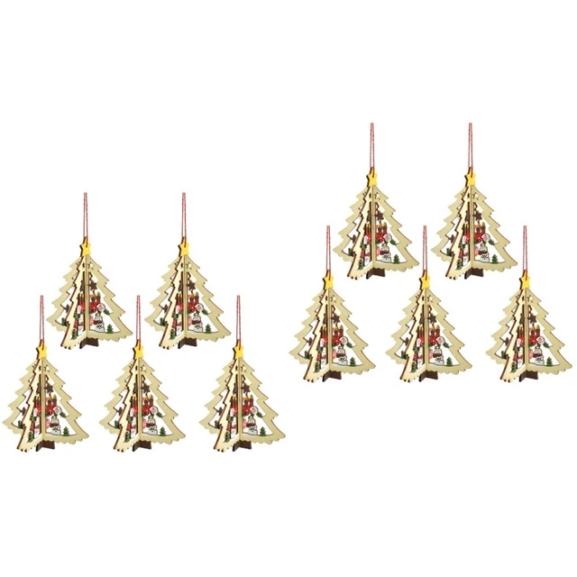 10 Pcs Christmas Ornaments Unfinished Wood Log Household Lightweight Office
