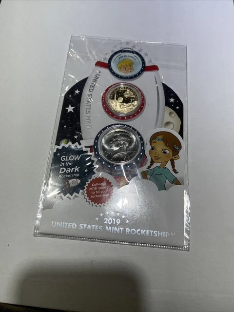 2019 Rocketship 2 piece Set Kennedy Half and Sac Dollar in mint sealed packaging