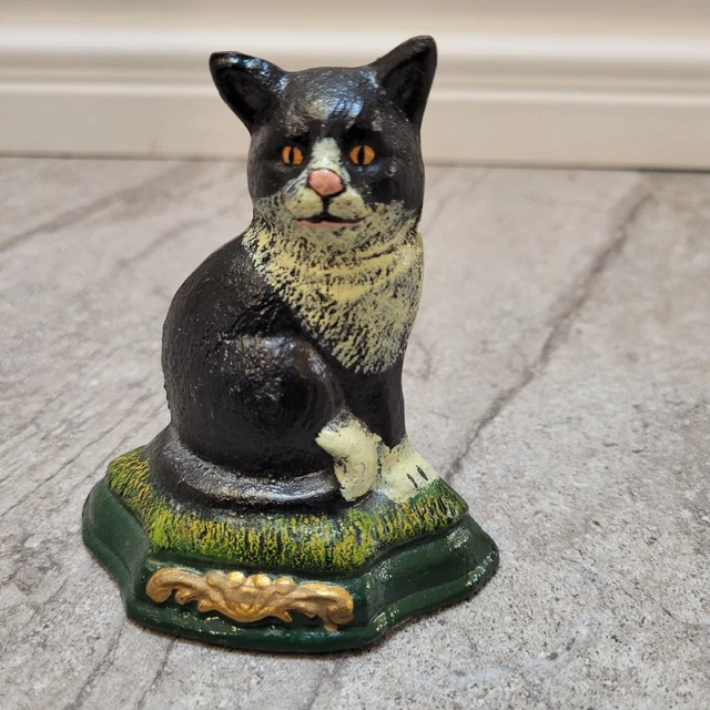 Vintage~Cast Iron~Cat Door Stop Doorstop Kitten