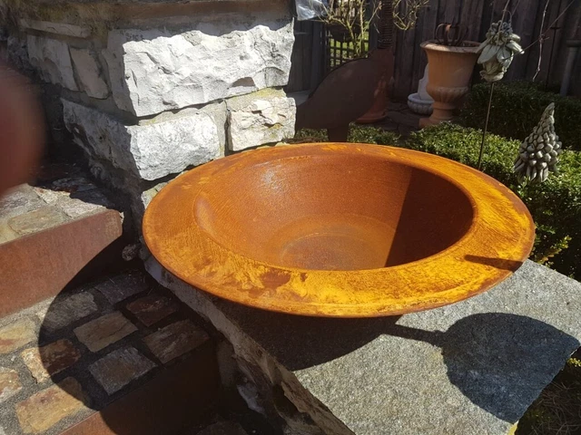 EDELROST DEKOSCHALE MIT Rand Rostschale Garten Edelrost Pflanzschale