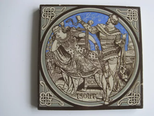 ANTIQUE MINTON - MOYR SMITH - TENNYSON'S IDYLLS OF THE KING TILE - ISOLT c1876