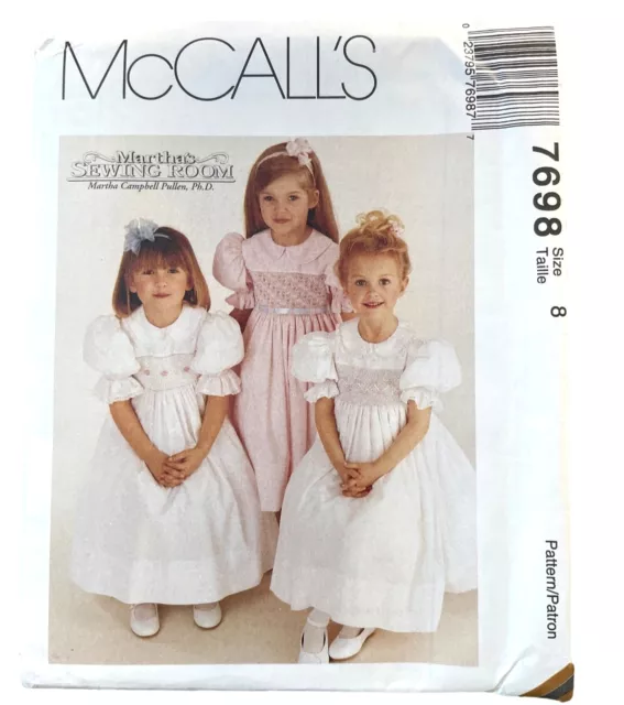 MCCALLS SEWING PATTERN 7698 MARTHA CAMPBELL PULLEN Dress Smocked Girls ...