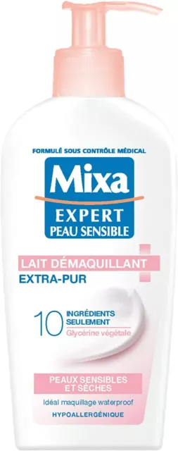 MIXA EXPERT PEAU SENSIBLE Lot de 2 laits démaquillants 200 ml x 2