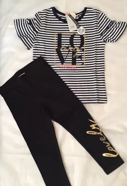 River island mini girls aged 2-3 Years navy blue icon T-shirt set BNWT