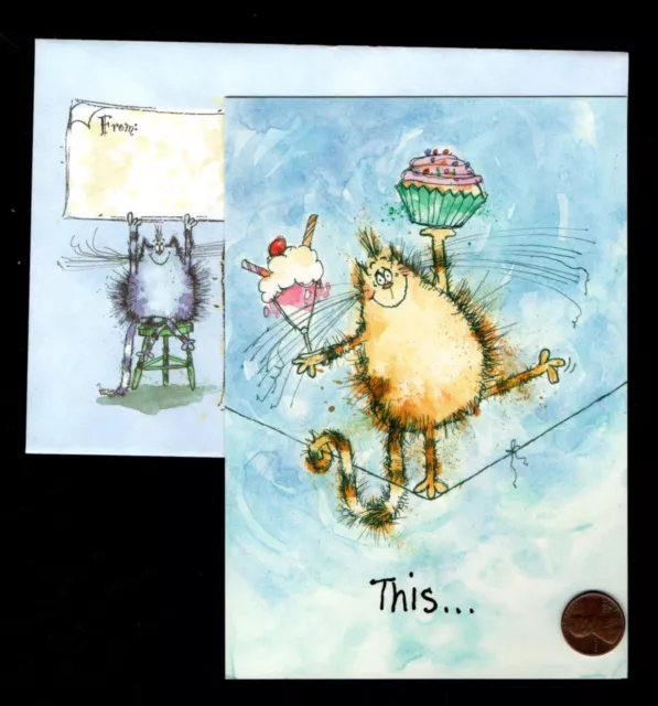 HTF Birthday Cat Wire Cupcake Sundae - Margaret Sherry Greeting Card W/ TRACKING