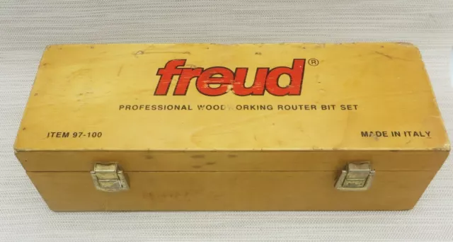 FREUD 97-100 Professional Woodworking ROUTER Bit Set Wood Case made in Italy 2