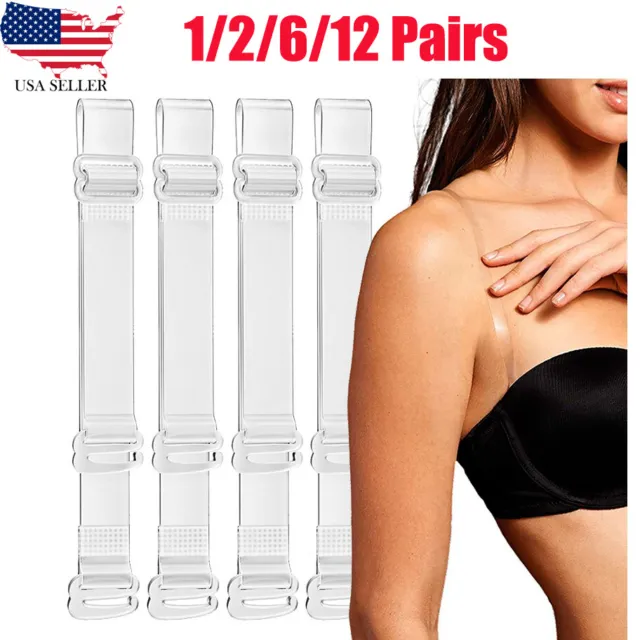 Clear Bra Straps Invisible Clear Replacement - Elastic Adjustable US 1-12 Pack