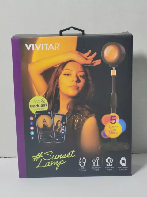 Sunset Lamp Vivitar LED Light USB Powered Vlog & Podcast Adjustable 5 Colors