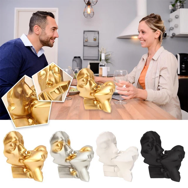Gold Lovers Kissing Statue / Liebesskulptur Abstrakte Harz Ornament Art.-N C8E1