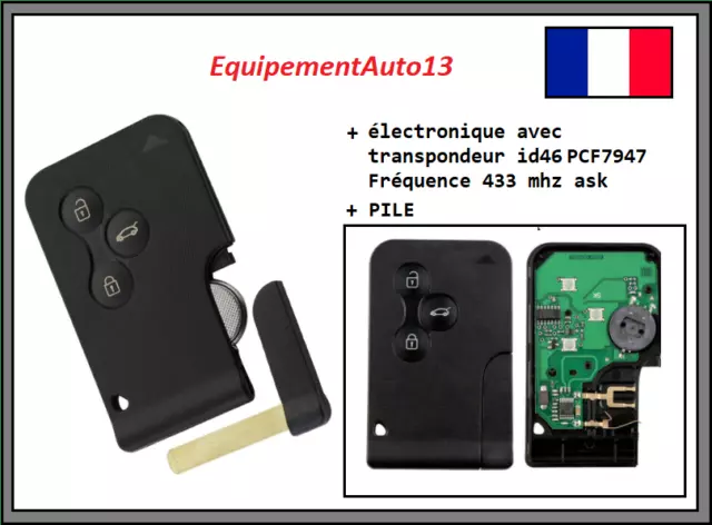 carte clé électronique vierge  pour MEGANE 2 SCENIC 2 CLIO 3 a programmer 3 btn