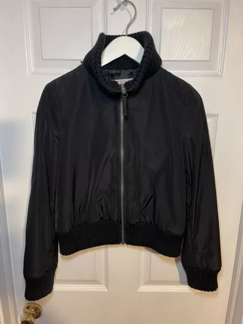 Red Valentino Womens Black Short Bomber Jacket Outerwear Size 40