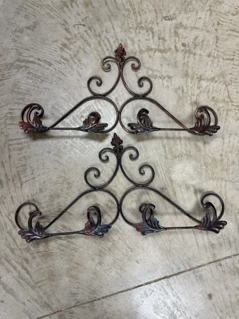 pair Metal Wall Decoration Wrought Iron Wall Decor Art Scroll each are 24”x12”