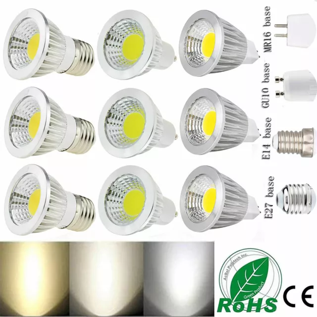 LED Spotlight COB GU10 MR16 GU5.3 Base 6W 9W 12W  85-265V DC 12V Light Bulbs