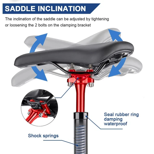 CXWXC Tige De Selle Suspendue 27,2 / 30,9 / 31,6 Mm X 400 Mm – Ressort Intégré, Pour VTT, Route, BMX, EBike